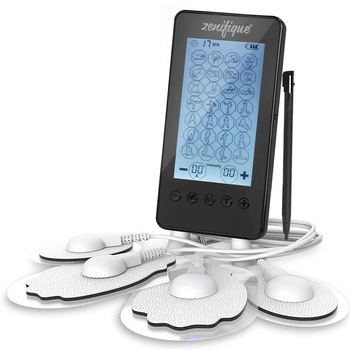 Aparat electrostimulare zenifique®, afisaj si touchscreen, cu 4 electrozi, 28 moduri de electrostimulare, 20 trepte de intensitate, timer, wireless, negru Aparat electrostimulare zenifique®, afisaj si touchscreen, cu 4 electrozi, 28 moduri de electrostimulare, 20 trepte de intensitate, timer, wireless, negru