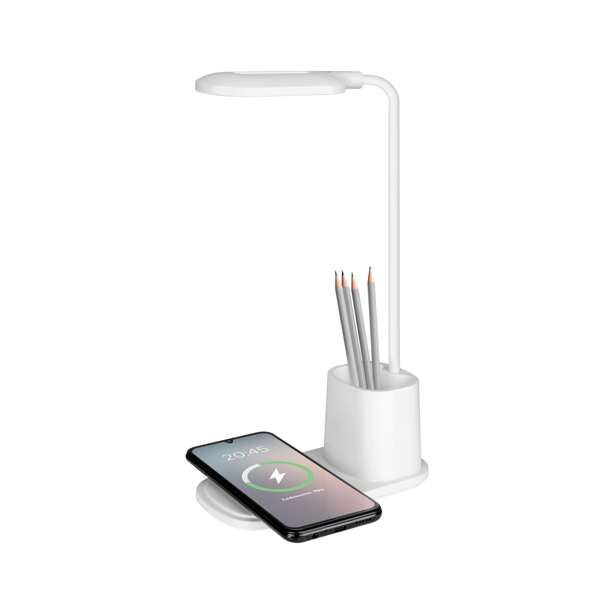 Lampa de birou LED cu incarcator inductiv Rebel Light alb