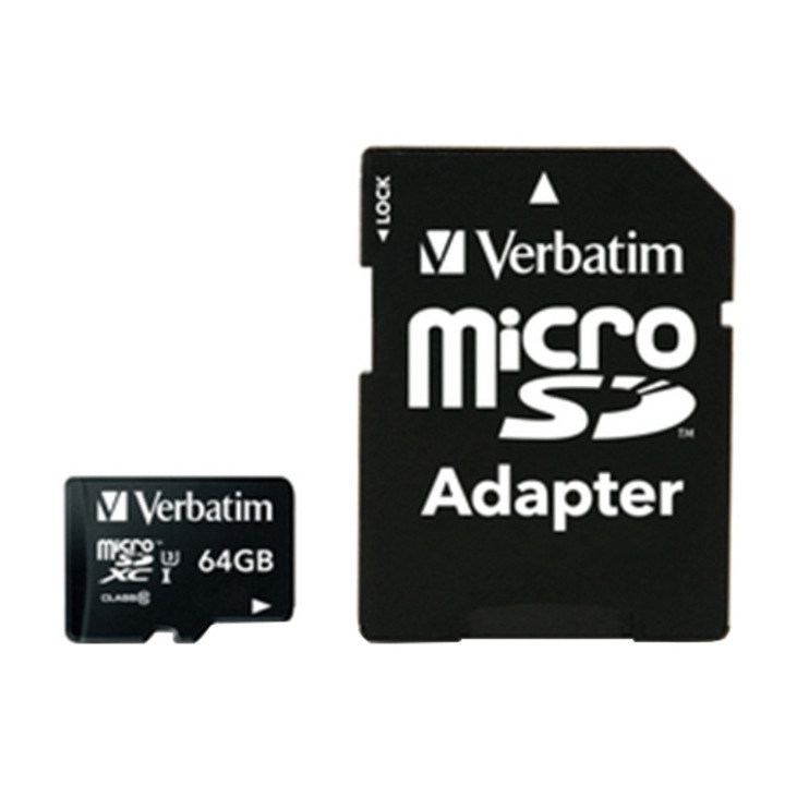 Карта памет Verbatim MicroSDXC PRO 64GB, Клас 10 + Адаптер