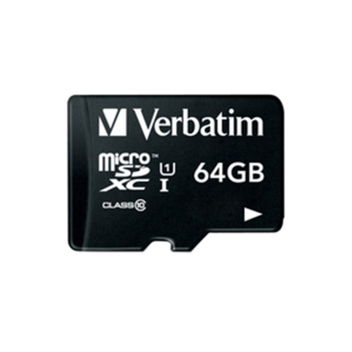 VERBATIM "Premium" memóriakártya, microSDXC, 64GB, CL10/U1, 90/10 MB/s, SD adapterrel