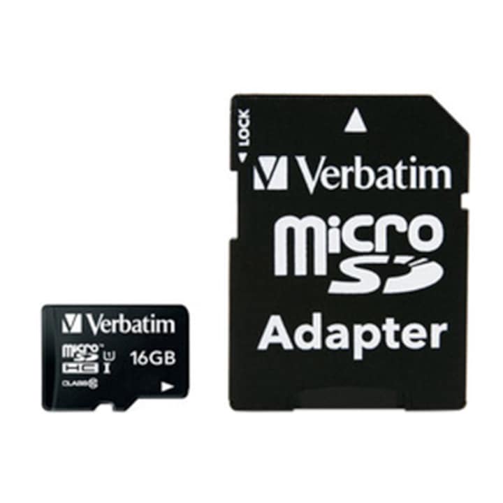 Card de memorie Verbatim MicroSDHC, 16GB, Class 10 + Adaptor
