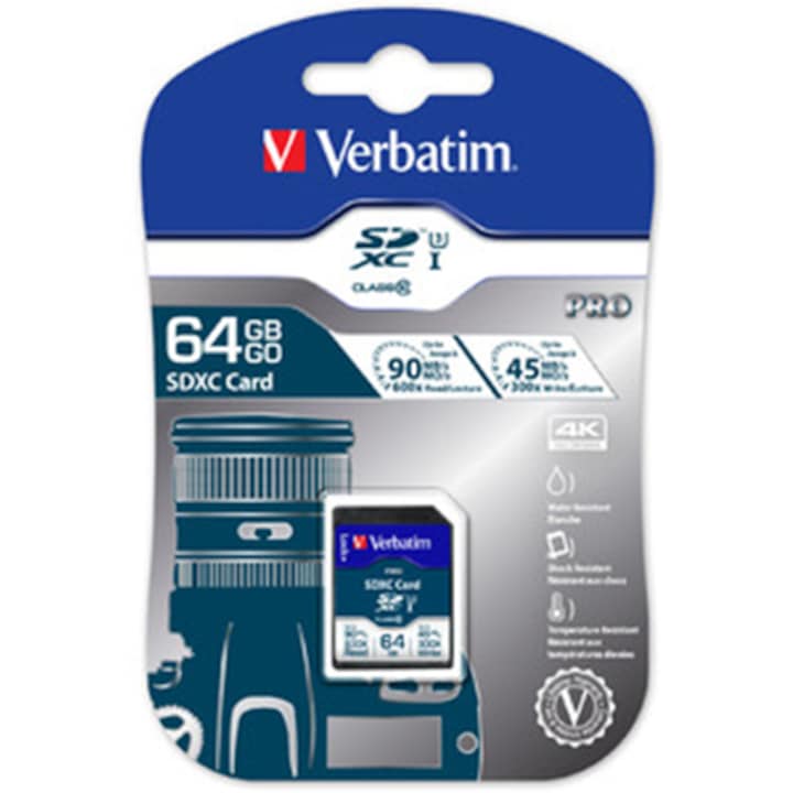 Card de memorie Verbatim PRO SDXC, 64GB, Class 10
