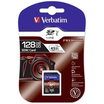 Card de memorie Verbatim SDXC, 128GB, Class 10 Card de memorie Verbatim SDXC, 128GB, Class 10