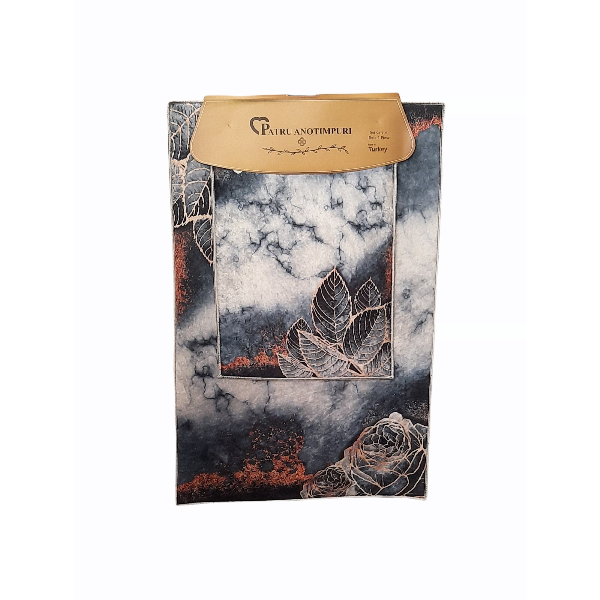 Set covoare baie antiderapante, 2 piese, 60x90cm, 40x60cm, Model 15