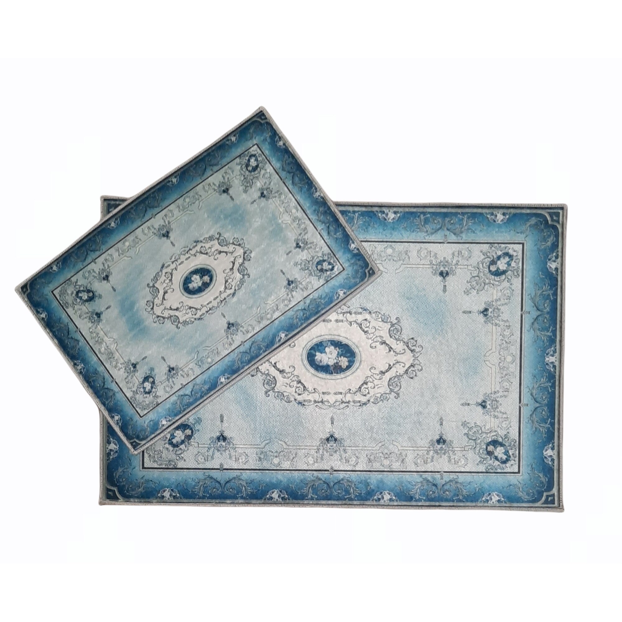 Set covoare baie antiderapante, 2 piese, 60x90cm, 40x60cm, Model 18