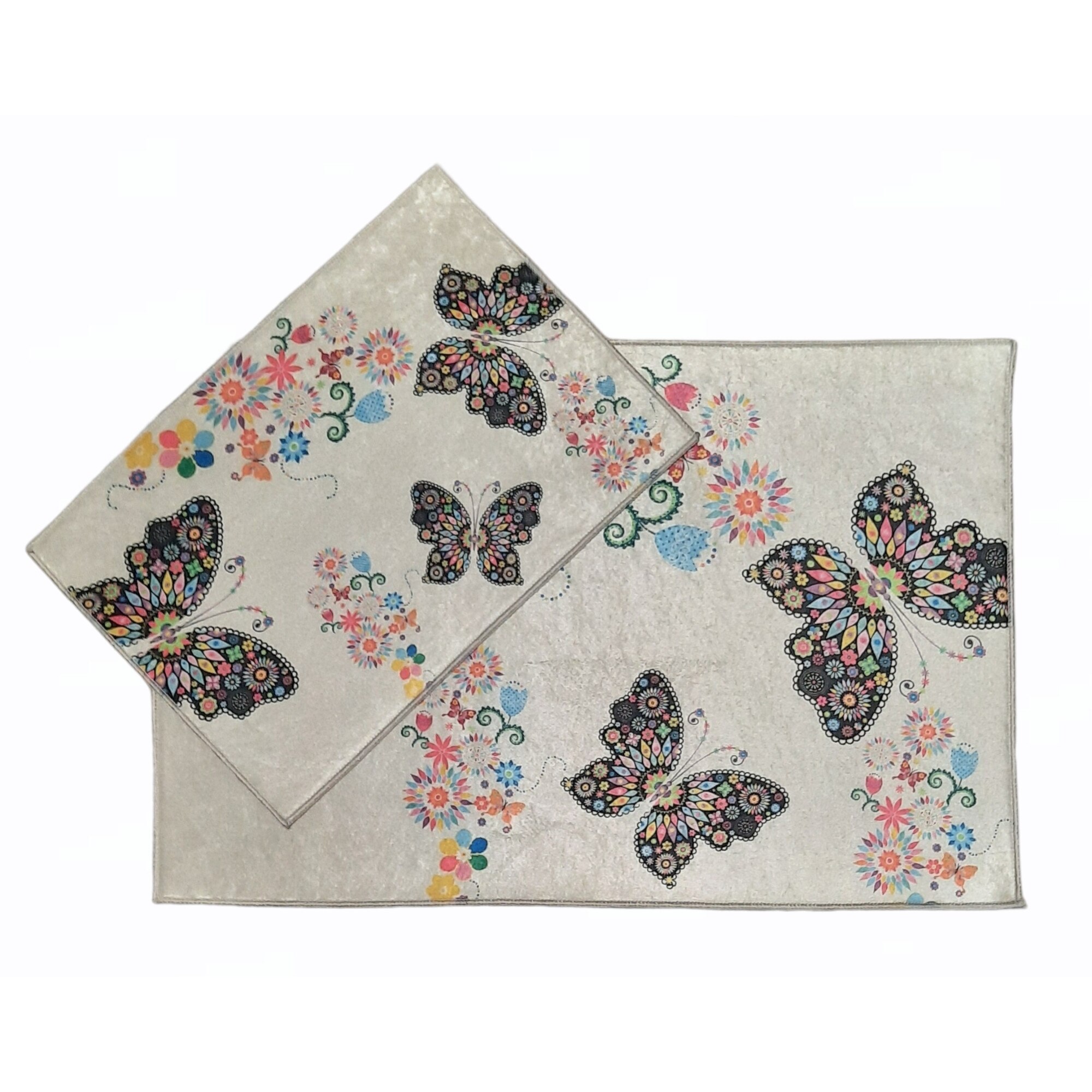 Set covoare baie antiderapante, 2 piese, 60x90cm, 40x60cm, Model 22