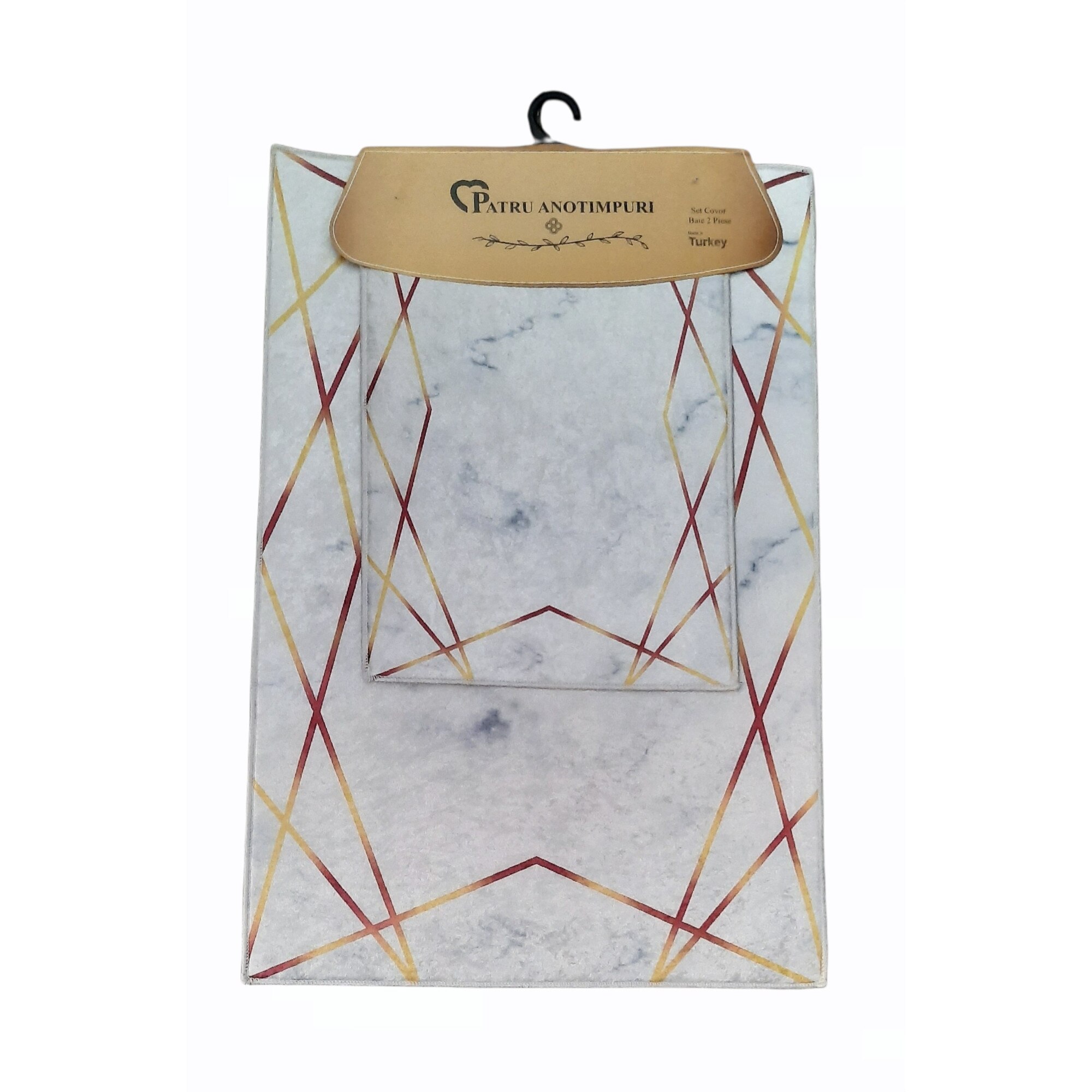 Set covoare baie antiderapante, 2 piese, 60x90cm, 40x60cm, Model 23