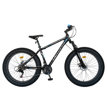 Bicicleta Fat bike VELORS Hercules V2619B, Roti 26 Inch x 4.0 Profil Mountain Bike, Schimbator Shimano Tourney SIS, Cadru 457 mm, Culoare Negru/Albastru Bicicleta Fat bike VELORS Hercules V2619B, Roti 26 Inch x 4.0 Profil Mountain Bike, Schimbator Shimano Tourney SIS, Cadru 457 mm, Culoare Negru/Albastru