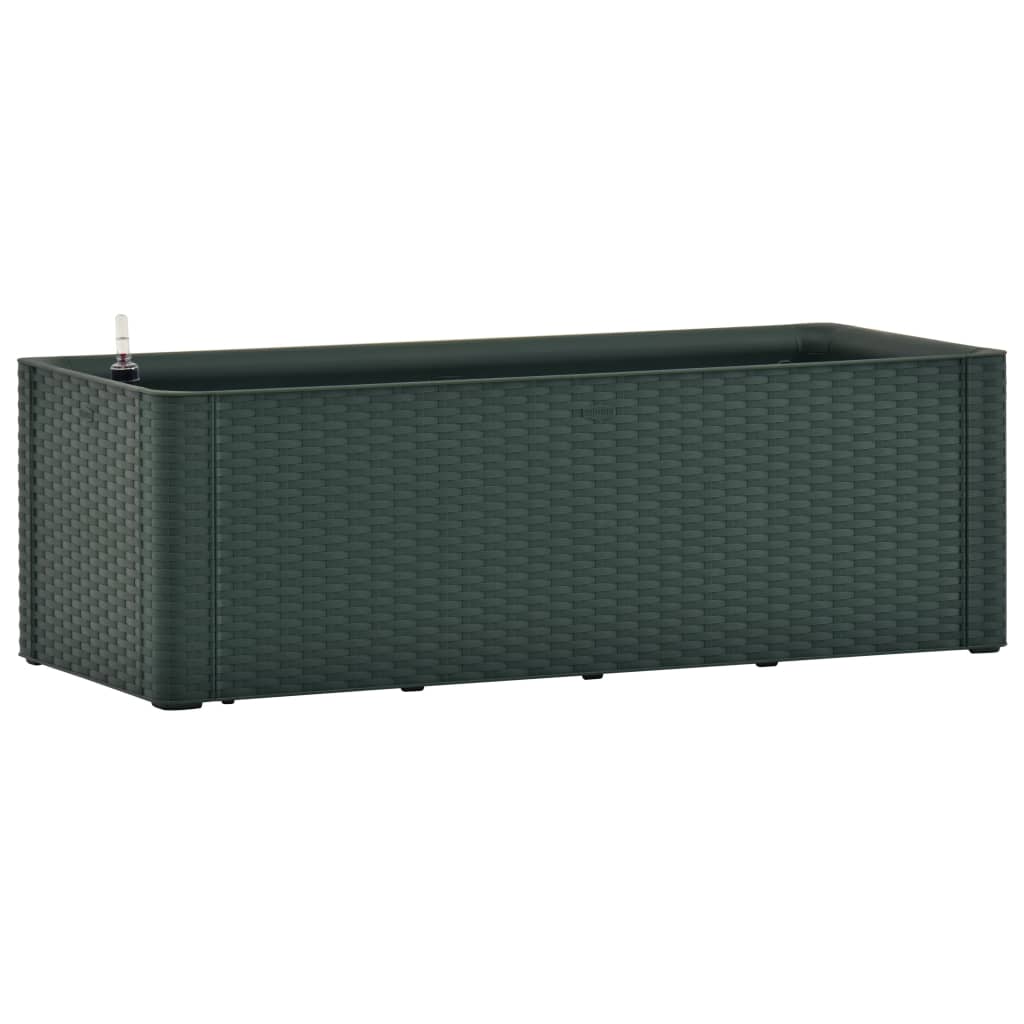 Strat inaltat pentru plante cu sistem irigare, vidaXL, Polipropilena, 100 x 43 x 33 cm, Verde