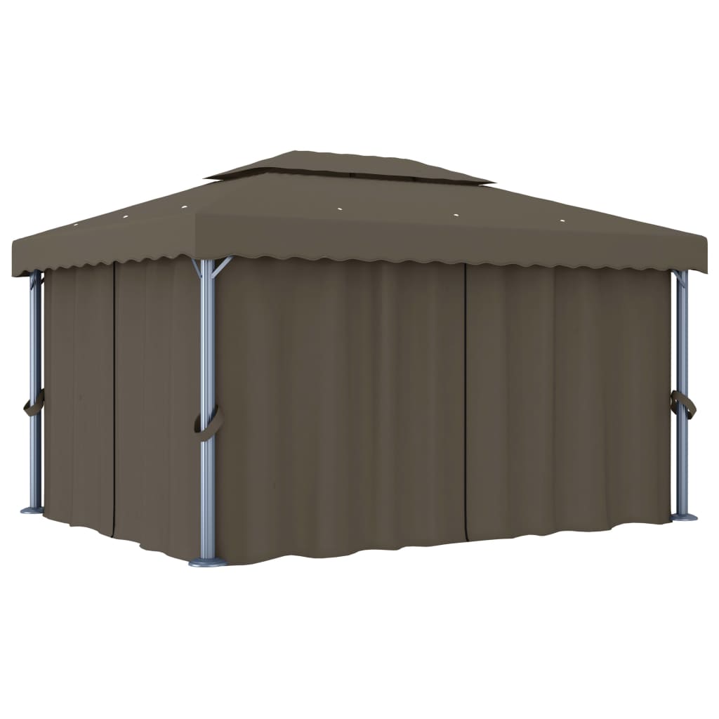 Pavilion cu perdea vidaXL, Aluminiu, 400 x 300 cm, Taupe