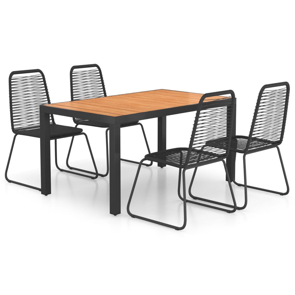 Set mobilier de gradina din 5 piese cu masa blat PVC, vidaXL, PVC, 150 x 90 x 74 cm, Negru/Maro