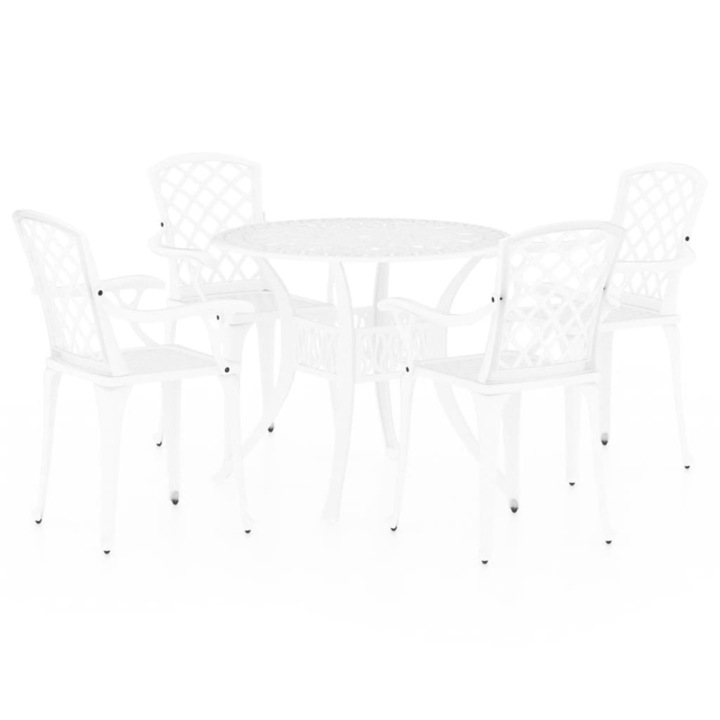 Set mobilier bistro vidaXL, 5 piese, alb, aluminiu turnat, 34.12 kg 3070612
