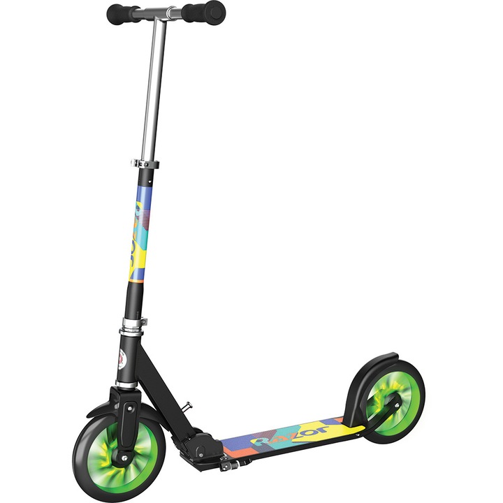 Trotineta pliabila pentru copii, cu roti luminoase Razor A5 Lux Light UP Verde