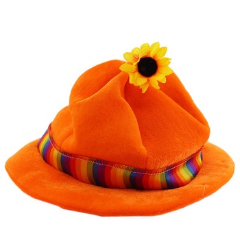 Palarie de clovn cu floare pulverizatoare, PROCART, banda colorata, culoare portocalie Palarie de clovn cu floare pulverizatoare, PROCART, banda colorata, culoare portocalie