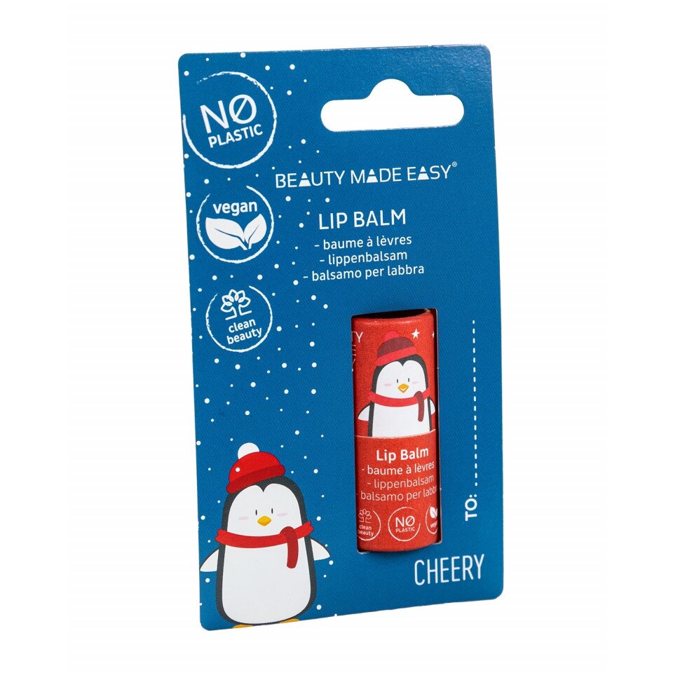 Balsam de buze vegan zero plastic Cherry Editie Limitata de Craciun, Beauty Made Easy, 5,5 g