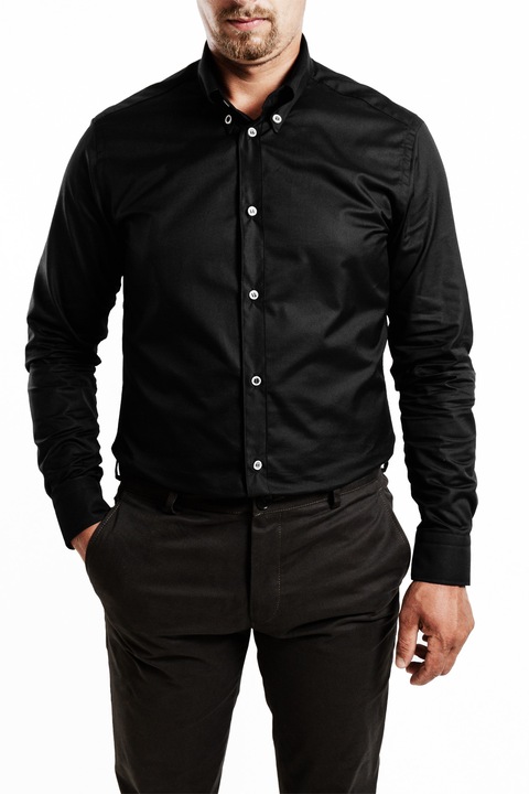 Camasa barbati, URSACHI, regular fit, bumbac, negru