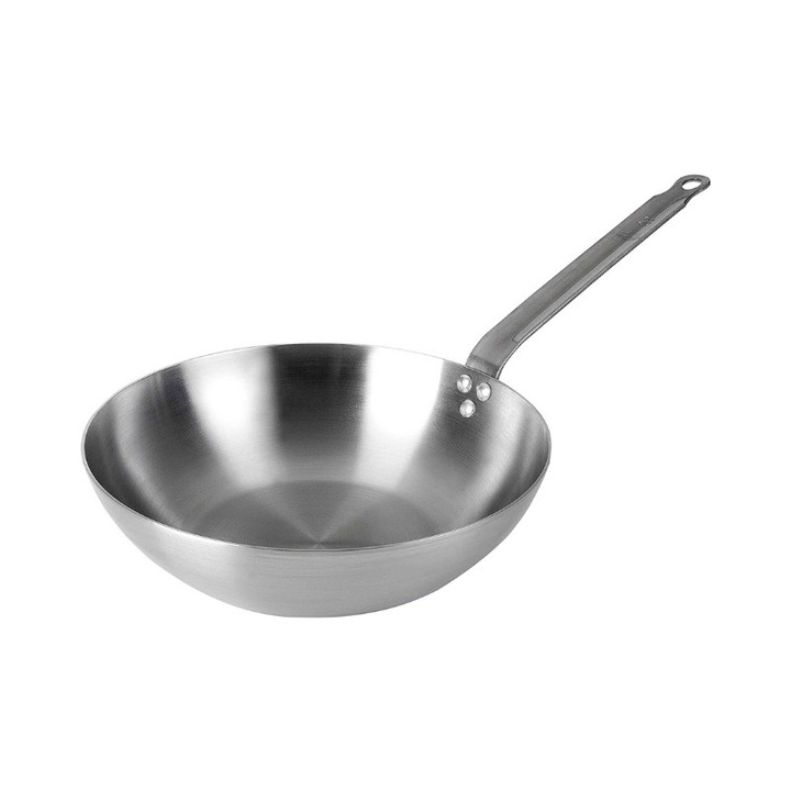 Acél wok serpenyő, 28 cm