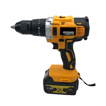 Bormasina cu doi acumulatori, 10 baterii la fiecare acumulator si cu percutie ,putere118V cu mandrina metalica Bormasina cu doi acumulatori, 10 baterii la fiecare acumulator si cu percutie ,putere118V cu mandrina metalica