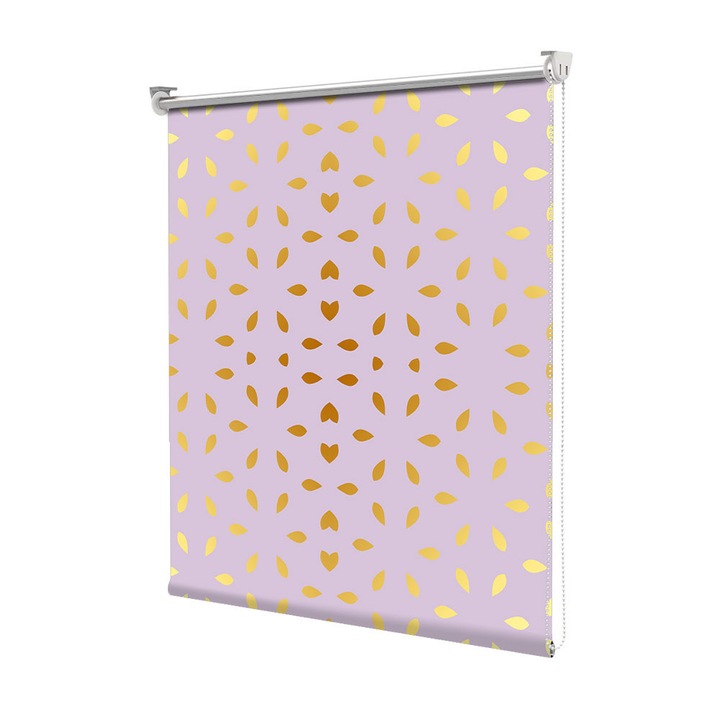 Roleta Art Shade tip Jaluzea cu Rulou si sistem inclus, Art Star, Petale aurii asezate simetric, Pattern, Decoratiuni, Latime 105 cm x Inaltime 190 cm