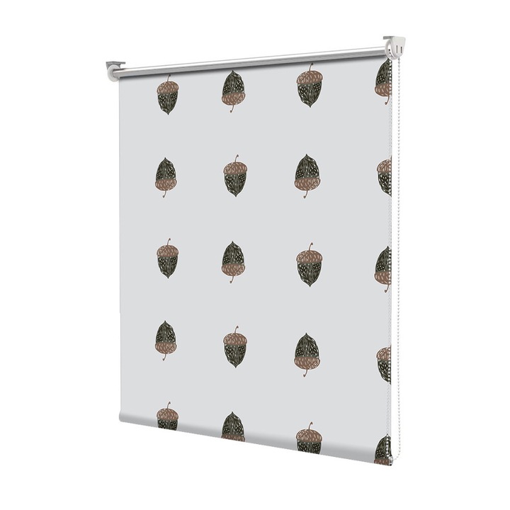 Roleta Art Shade tip Jaluzea cu Rulou si sistem inclus, Art Star, Ghinde pe fundal gri, Pattern, Decoratiuni, Latime 50 cm x Inaltime 250 cm