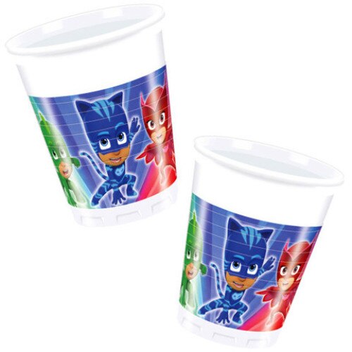 Set Pahare de plastic pentru petrecere Eroi in Pijama, 8 bucati