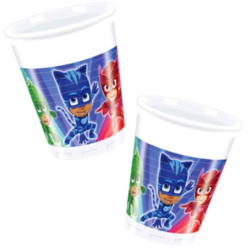 Set Pahare de plastic pentru petrecere Eroi in Pijama, 8 bucati Set Pahare de plastic pentru petrecere Eroi in Pijama, 8 bucati