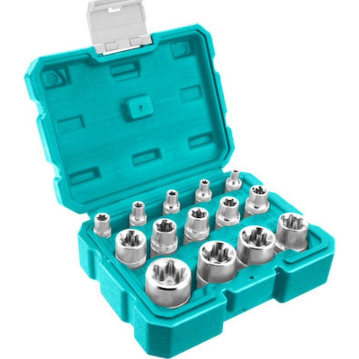 Set inserturi, Total Tools, tip E, 1/4", 3/8", 1/2", 14 buc.