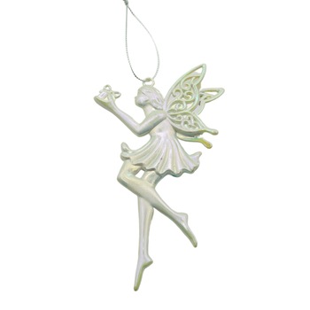 Ornament brad de Craciun, Perlat, in forma de Inger, 8 cm x 14 cm, Plastic, Flippy Ornament brad de Craciun, Perlat, in forma de Inger, 8 cm x 14 cm, Plastic, Flippy