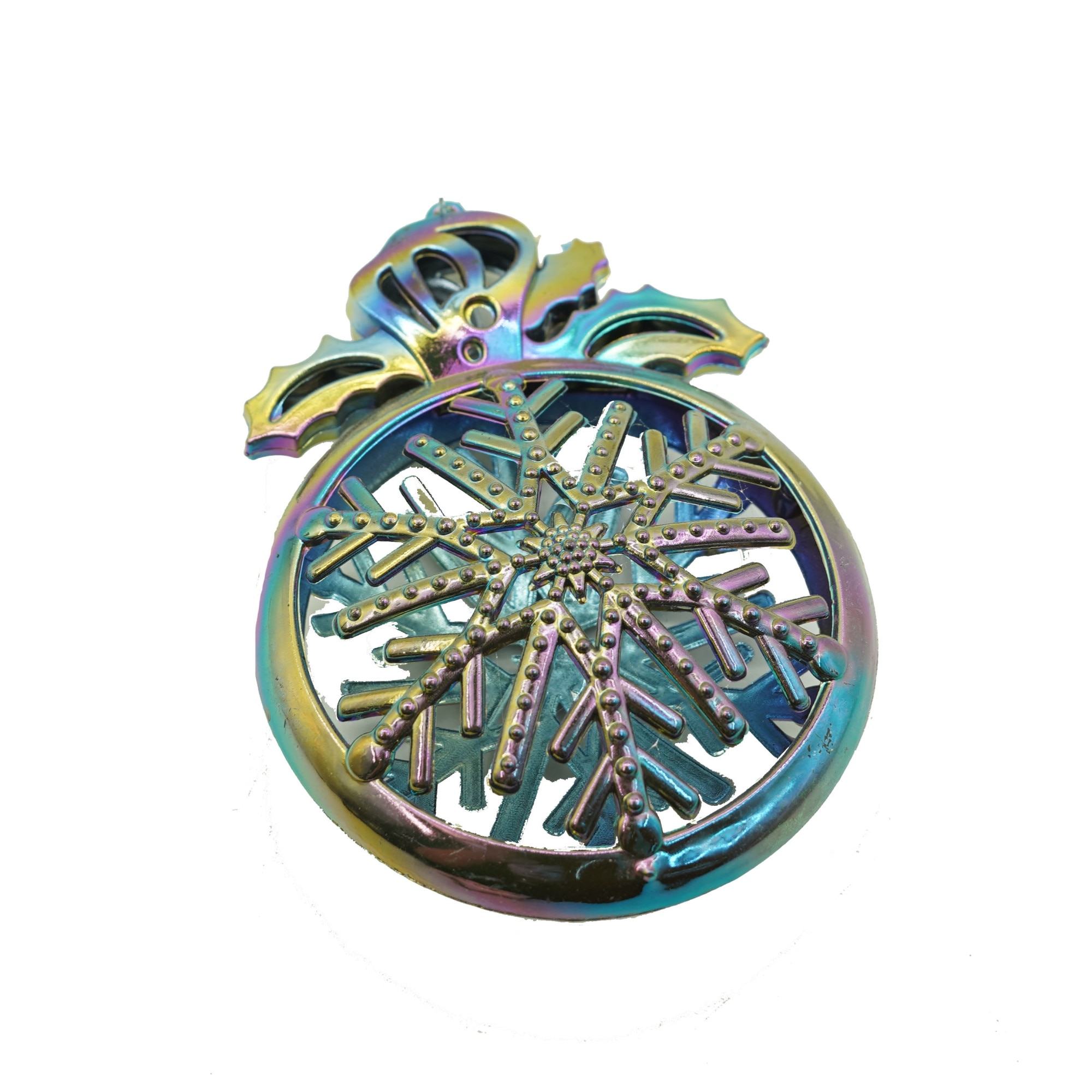 Ornament brad de Craciun, Iridescent, Rotund, 8 cm x 11 cm, Plastic, Flippy