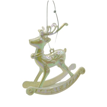Ornament brad de Craciun, Perlat, in forma de Ren, 11 cm x 11 cm, Plastic, Flippy Ornament brad de Craciun, Perlat, in forma de Ren, 11 cm x 11 cm, Plastic, Flippy