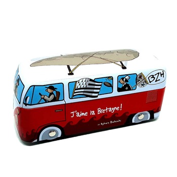 Masinuta rulanta, VW Combi Bretagne, 90g biscuiti sables, rosie Masinuta rulanta, VW Combi Bretagne, 90g biscuiti sables, rosie