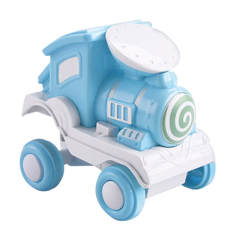Trenulet de jucarie din plastic, rotatie 360 de grade, 9 x 8.5 x 6.5 cm, 3 ani+, Albastru/Alb