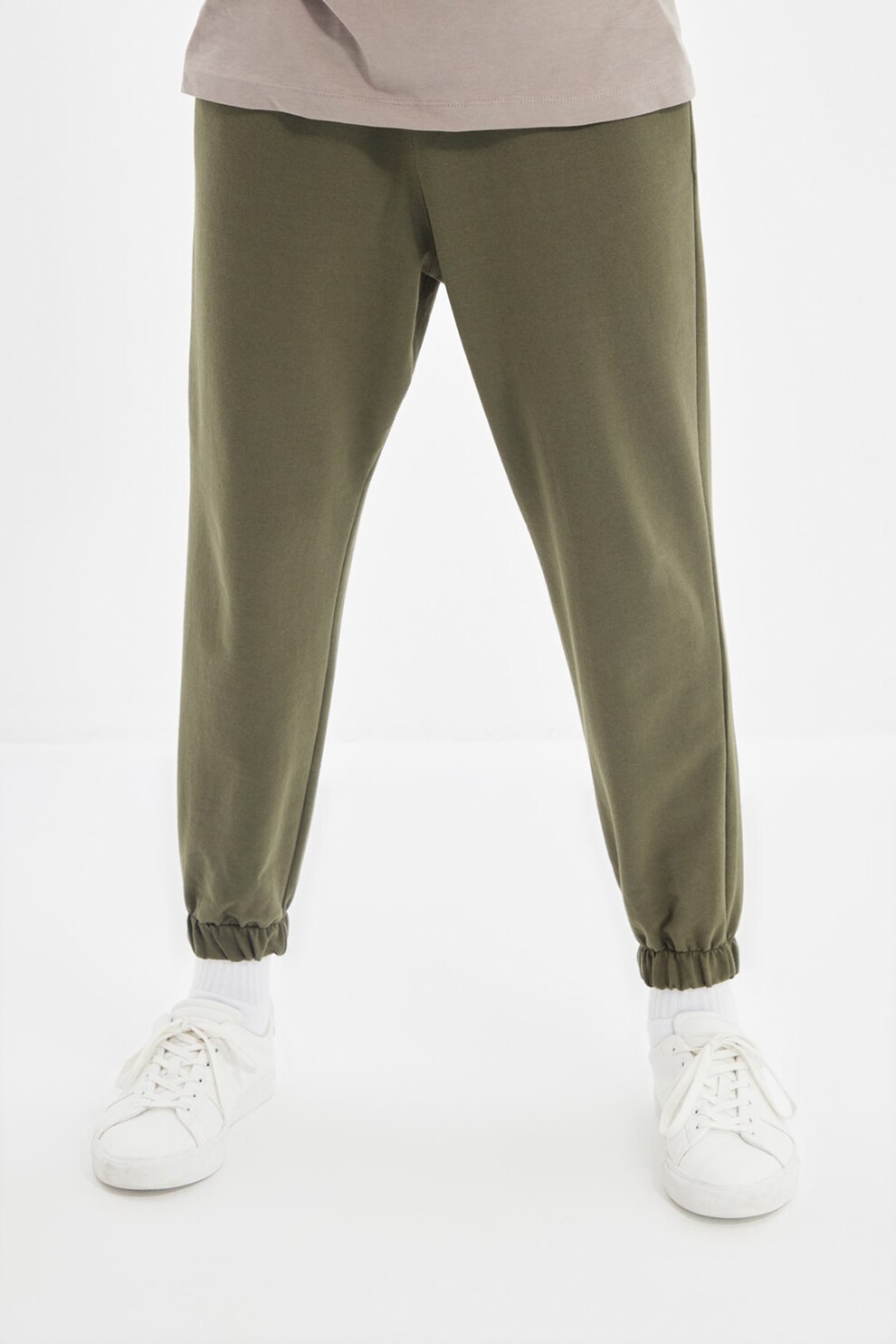 Trendyol, Pantaloni sport lejeri cu snur pentru ajustare, Verde militar