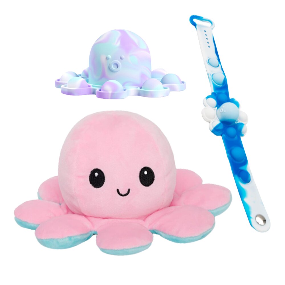 Set 3 Jucarii Caracatita Zenuk® - Fidget Toys, Pop It, Bratara, Reversibila, Multicolor