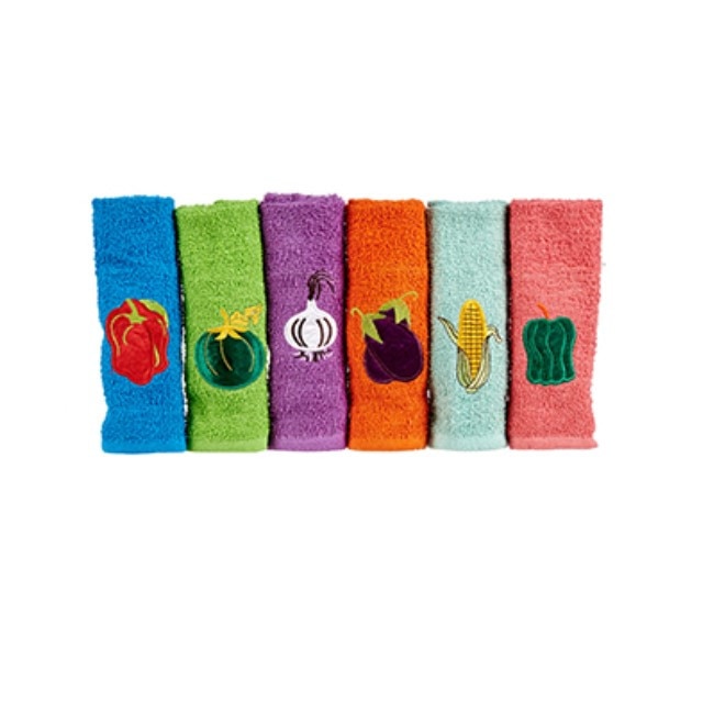 Set 6 Prosoape De Bucatarie, Model Imprimat, Multicolor,50x50 cm