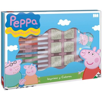 Set creativ fete de stampile si carioci Purcelusa Peppa, Multiprint Set creativ fete de stampile si carioci Purcelusa Peppa, Multiprint