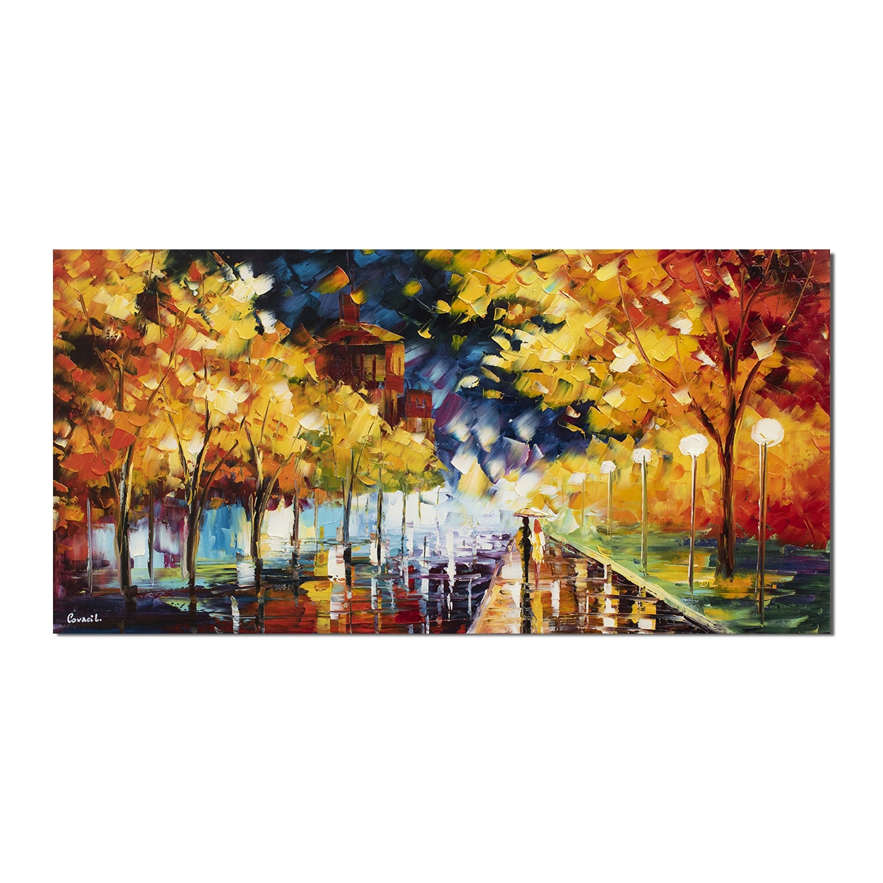 Tablou pictat manual, Artnova - Este seara noastra - 120x60cm pictura ulei pe panza in cutit efect 3D