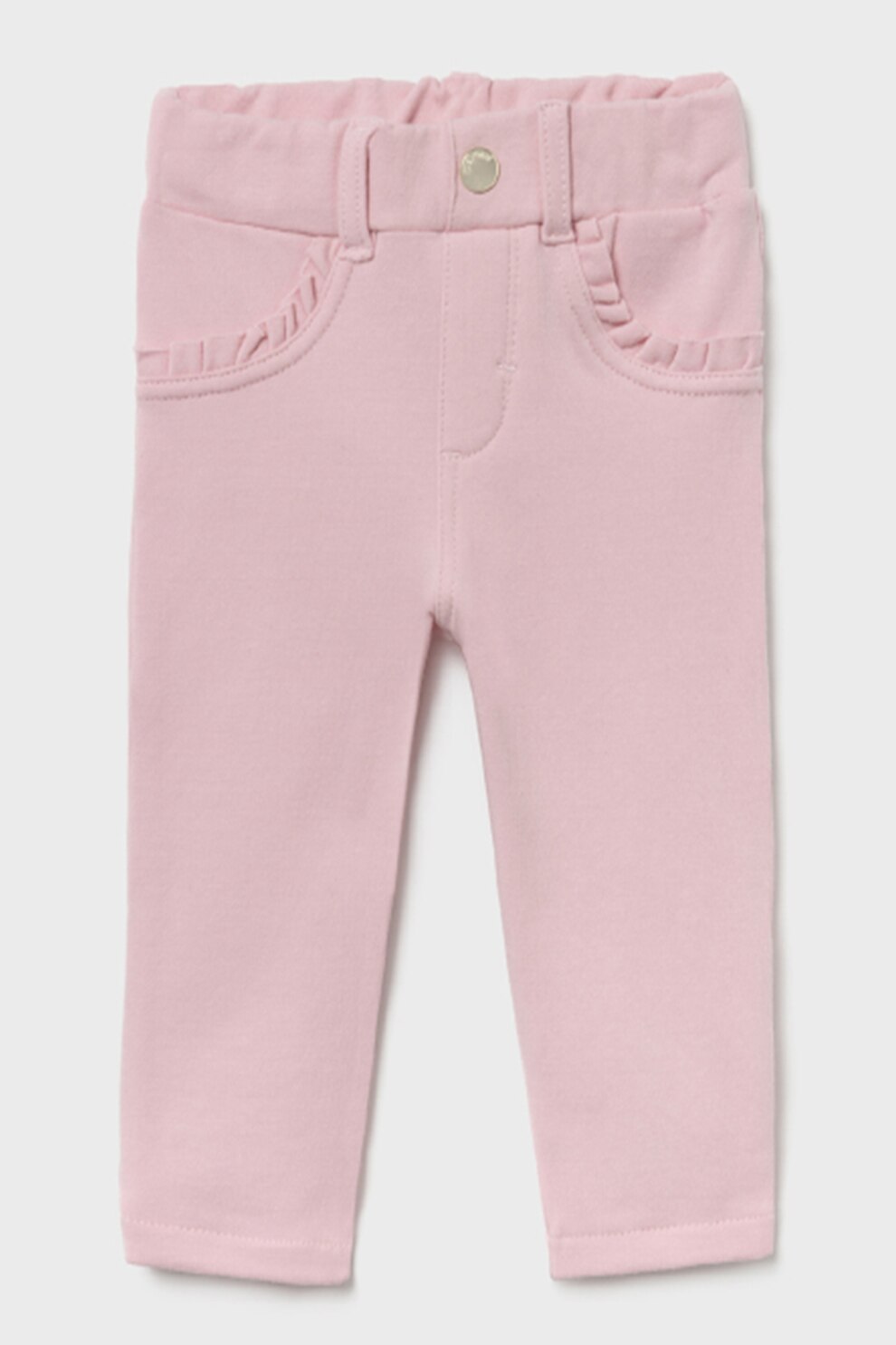 Mayoral, Pantaloni din amestec de bumbac cu franjuri, Roz pastel, 86 CM