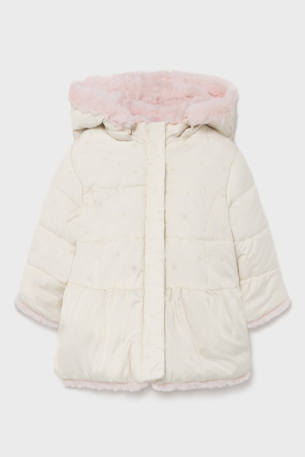 Mayoral, Geaca cu vatelina si model reversibil, Roz pal/Crem