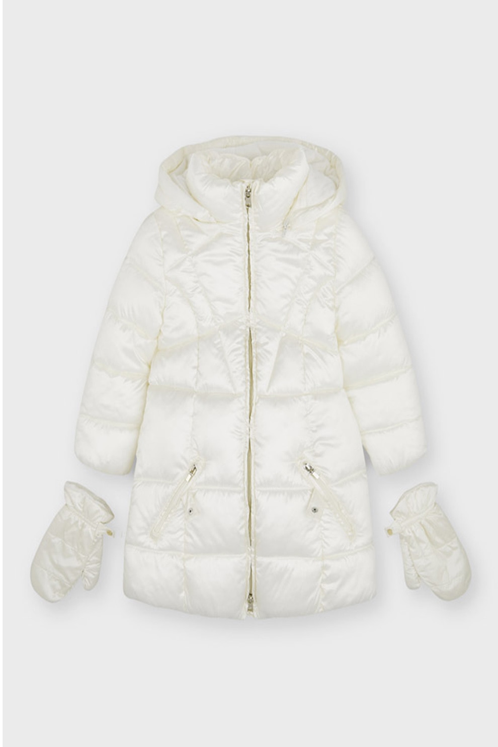 Mayoral, Geaca cu aspect matlasat si manusi, Alb