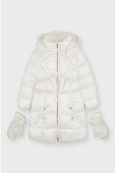 Mayoral, Geaca cu aspect matlasat si manusi, Alb Mayoral, Geaca cu aspect matlasat si manusi, Alb