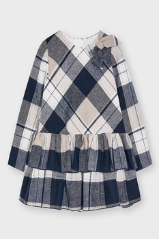 Mayoral, Rochie scurta evazata din amestec de lana cu model in carouri, Negru/alb/maro bronz Mayoral, Rochie scurta evazata din amestec de lana cu model in carouri, Negru/alb/maro bronz