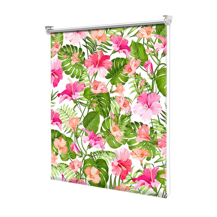 Roleta Art Shade tip Jaluzea cu Rulou si sistem inclus, Art Star, Flori roz si oranj adunate, Pattern, Decoratiuni, Latime 120 cm x Inaltime 190 cm