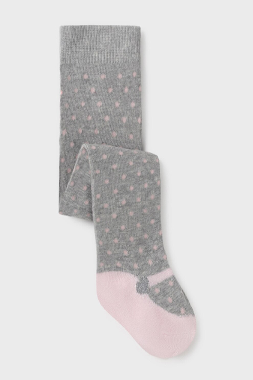 Mayoral, Dres tricotat cu model cu buline, Gri/Roz pal