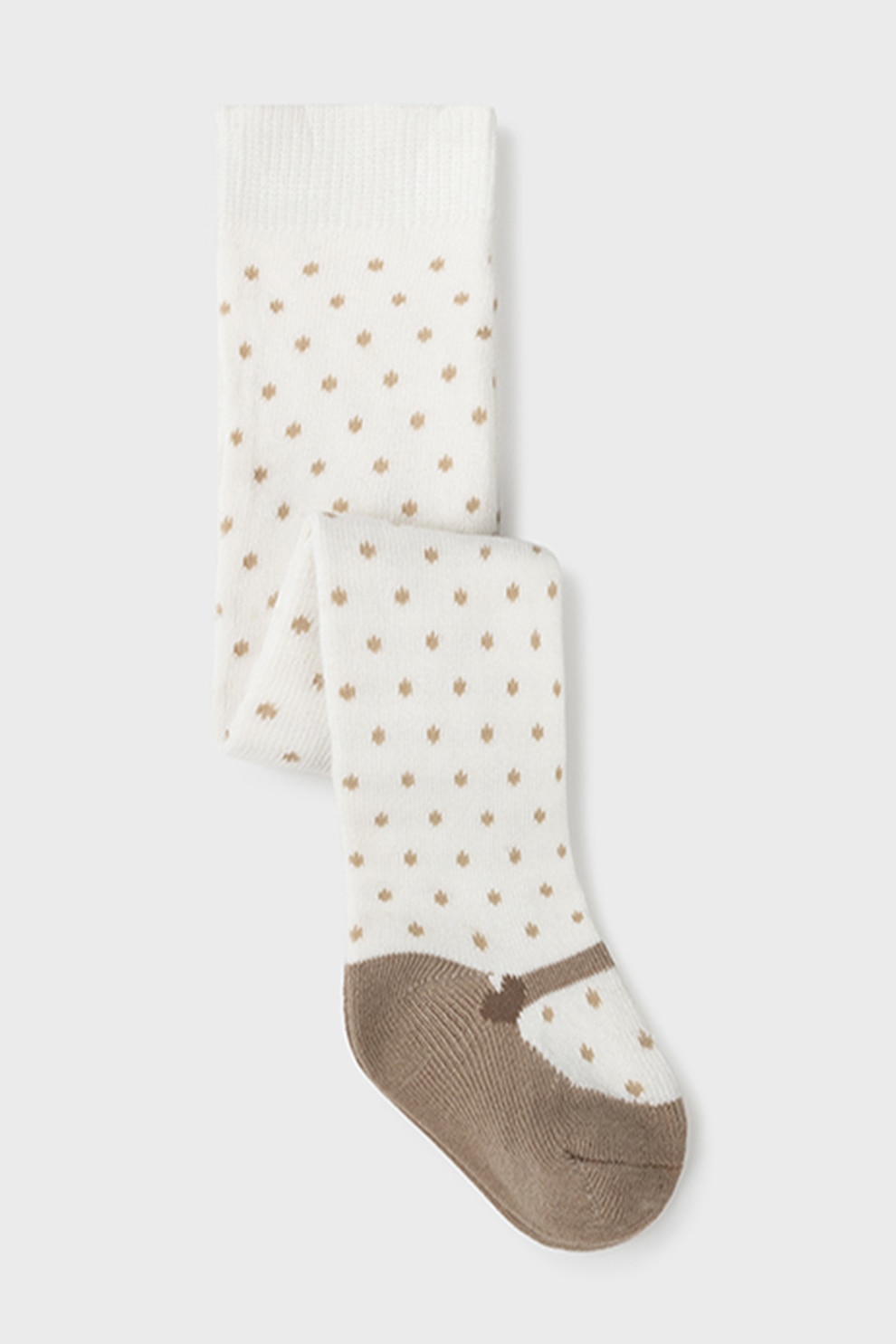 Mayoral, Dres tricotat cu model cu buline, Crem/Maro caramel