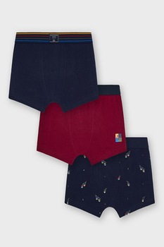 Mayoral, Set de boxeri din amestec de bumbac - 3 perechi, Bleumarin/Rosu inchis Mayoral, Set de boxeri din amestec de bumbac - 3 perechi, Bleumarin/Rosu inchis