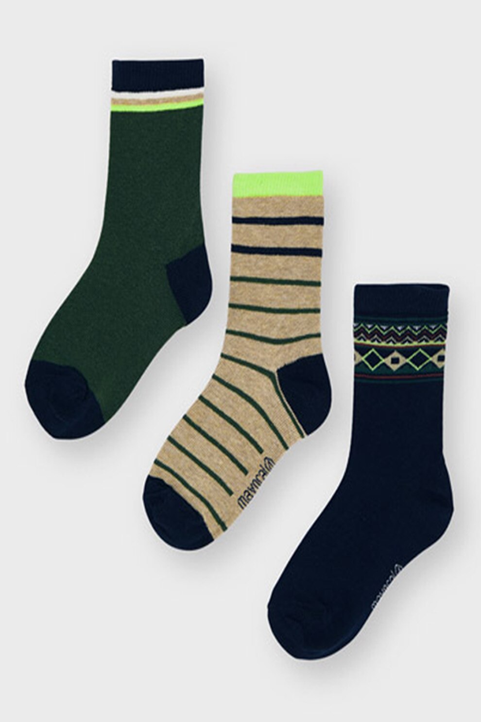 Mayoral, Set de sosete lungi - 3 perechi, Verde/Bleumarin/Bej