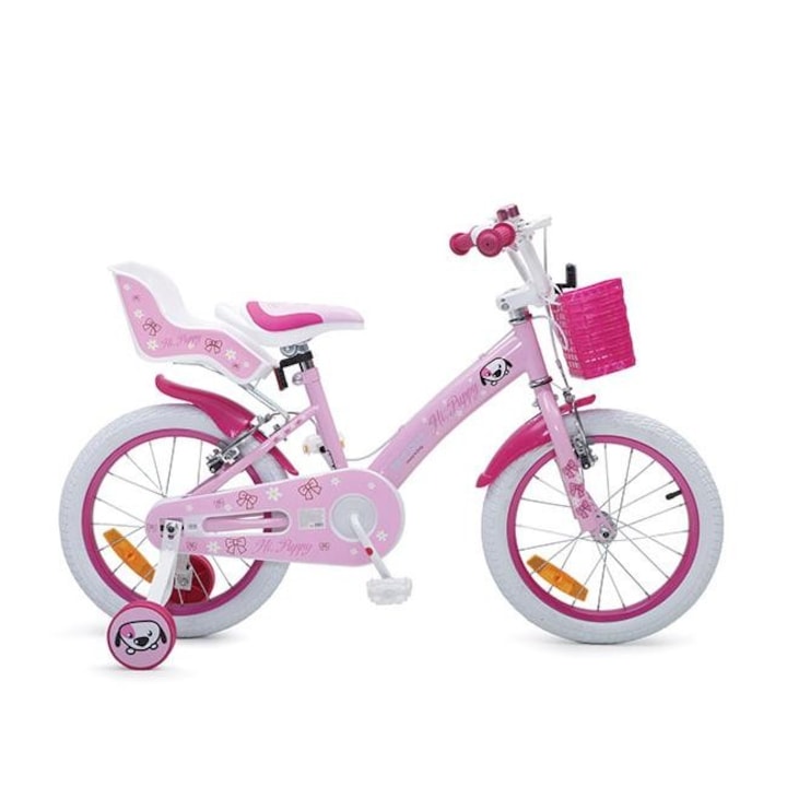 Детски велосипед с метална рамка, Byox, 16" Puppy, розов, 4+