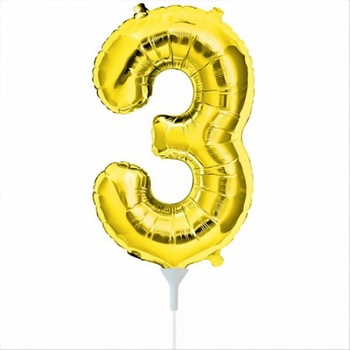 Balon minifigurina cifra 3 auriu (Gold), 41 cm, Amscan 33081 Balon minifigurina cifra 3 auriu (Gold), 41 cm, Amscan 33081