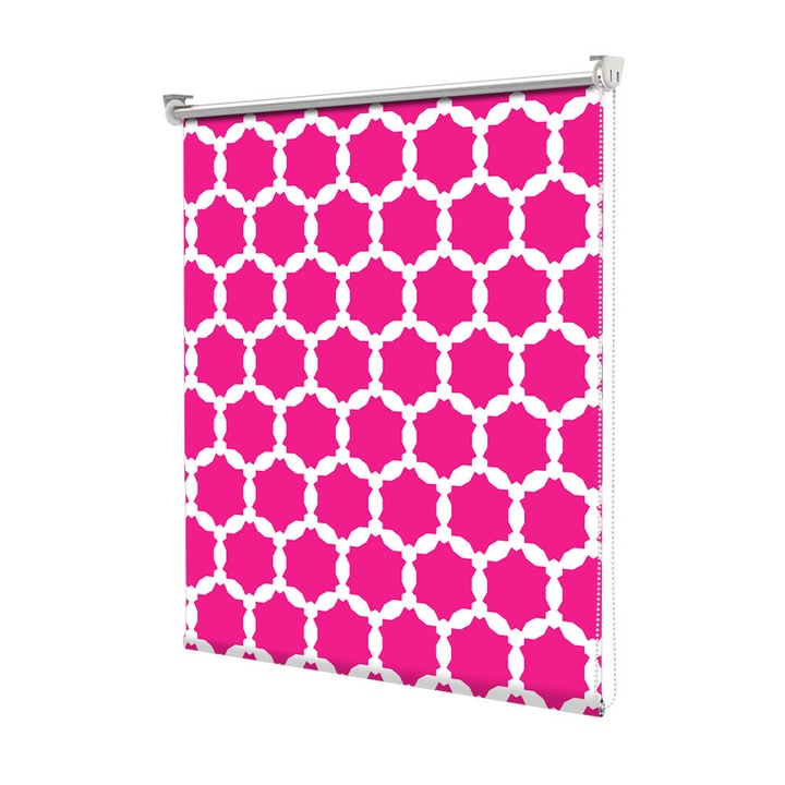 Roleta Art Shade tip Jaluzea cu Rulou si sistem inclus, Art Star, Forme roz, Pattern, Decoratiuni, Latime 100 cm x Inaltime 190 cm